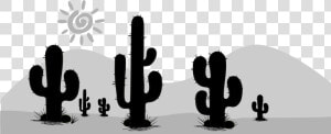 Cactaceae Silhouette Desert Clip Art   Cactus Preto E Branco  HD Png Download