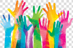 Raised Hands Silhouettes In Water Color   Diversity Transparent  HD Png Download