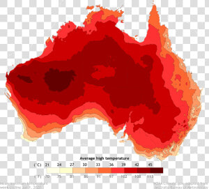 Map Of Australia Showing Average Daytime High Temperatures   Map Of Australia Fires 2020  HD Png Download