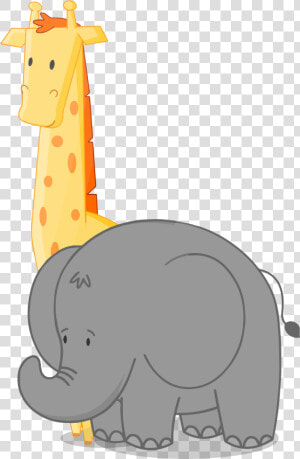 Jirafa Y Elefante   Cartoon  HD Png Download