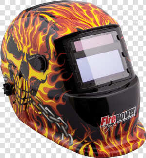 Firepower Skull  amp  Fire Auto darkening Welding Helmet   Motorcycle Helmet  HD Png Download