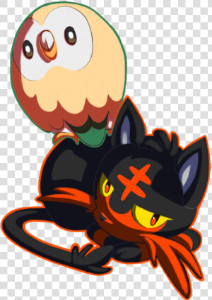 Rowlet And Litten  HD Png Download