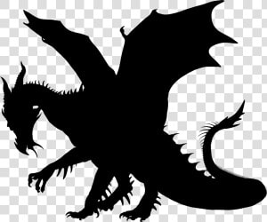 Horned Dragon Silhouette Clip Arts   Dragon Clip Art  HD Png Download