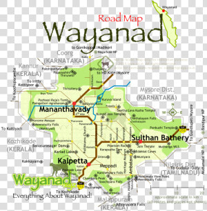 Wayanad District Road Map For The Main Tourist Circuits   Wayanad Tourist Places Map  HD Png Download