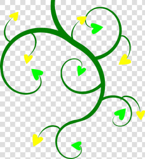 Hearts Branch  Green  Yellow  Hearts   Vines Black And White  HD Png Download