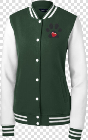 Embroidered My Heart Paw Print Women S Fleece Letterman   Sport tek  HD Png Download