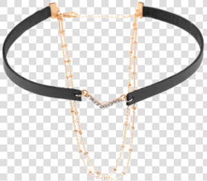 Hot Faux Leather Rhinestone V shaped Choker Necklace   Chain  HD Png Download