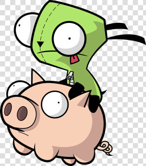 Gir Riding On Pig plu234   Invader Zim Gir Pig  HD Png Download