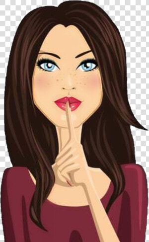  woman  girl  quiet  shhh   Secret Girl Drawing  HD Png Download