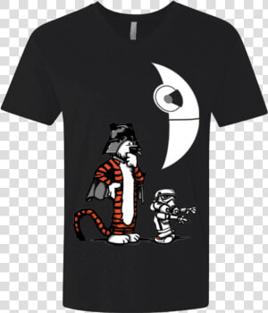 Darth Hobbes  amp  Calvin Trooper Men S Premium V neck   T shirt  HD Png Download