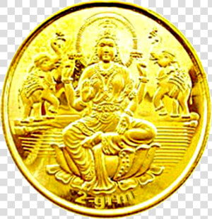 Single Gold Coin With Maa Laxmi   Lakshmi Gold Coin Png  Transparent Png