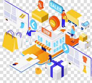 E commerce Solutions   Online Shopping Isometric  HD Png Download