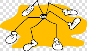 Spider  Yellow  Background  Long  Legs  Arachnid   Cartoon Daddy Long Legs  HD Png Download