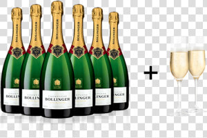 Six Bollinger Special Cuvee Brut Free Pair Of Flutes   Champagne  HD Png Download