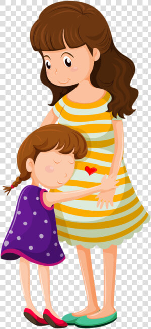 Daughter   Mother And Daughter Cartoon  HD Png Download