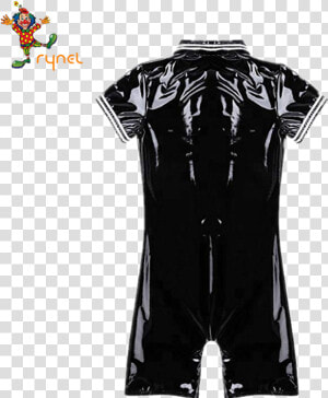 Pvc Black Short Front Zipper Bodysuit Tight Male Leather  HD Png Download