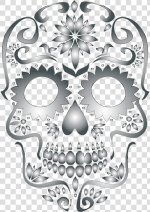 Stainless Steel Sugar Silhouette   Sugar Skull Free Clip Art  HD Png Download