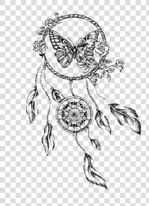 Butterfly Tattoo Drawing Dreamcatcher Free Hd Image   Butterfly Dream Catcher Tattoo  HD Png Download