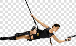 Angelina Jolie   Lara Croft Swinging On Rope  HD Png Download