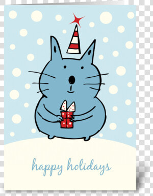 Cute Christmas Cat Greeting Card   Christmas Cats Drawings  HD Png Download