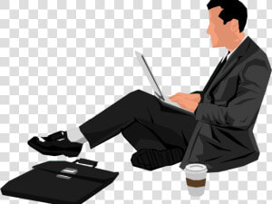 Laptop Clipart Man   Person Sitting With Laptop  HD Png Download