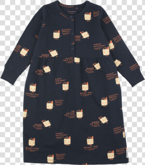 Tiny Cottons Friendly Bags Fleece Dress   Navy   Eggnog   Tiny Cottons Girl Dress  HD Png Download