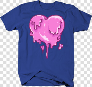 Dripping Bleeding Heart Retro Video Gaming Pixel Bit   Shirt  HD Png Download