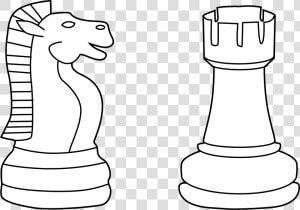 Two Chess Pieces Line Art   Chess Board Pieces Cartoon  HD Png Download