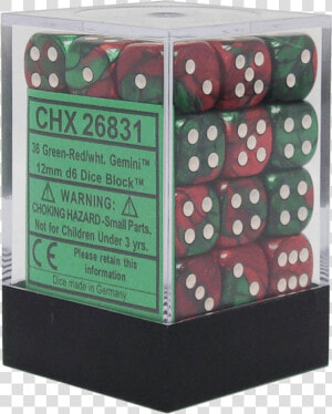 Gemini Green red With White 12mm D6   Chessex 12mm D6  HD Png Download