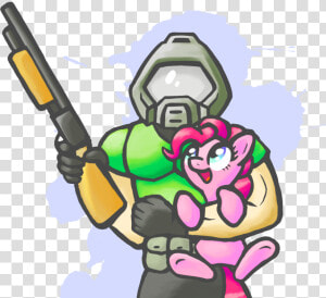 Metax z  Crossover  Doom  Doomguy  Gun  Holding A Pony    Doom My Little Pony  HD Png Download