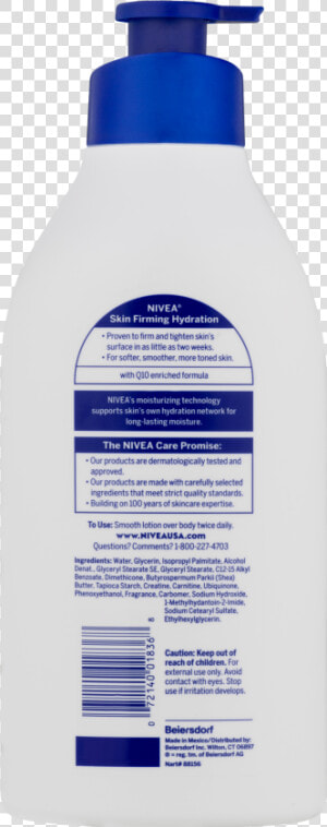 Nivea Back Of Bottle  HD Png Download