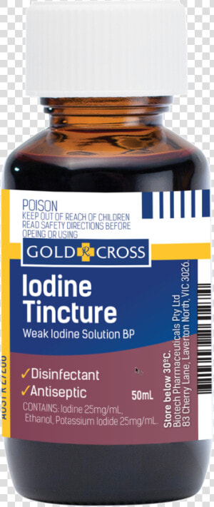 Gold Cross Iodine Tincture 50ml   Iodine Tincture Weak Iodine Solution  HD Png Download