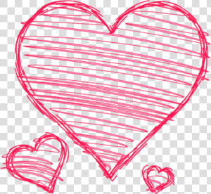 Doodle Hearts Pink Red Handdrawn Pen Drawn Scribble   Hand Drawn Hearts Clipart  HD Png Download