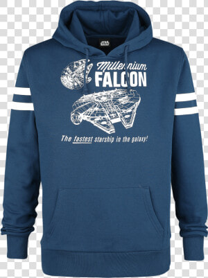 Millenium Falcon Blue Hooded Sweater Roughened Insideribbed   Hoodie  HD Png Download