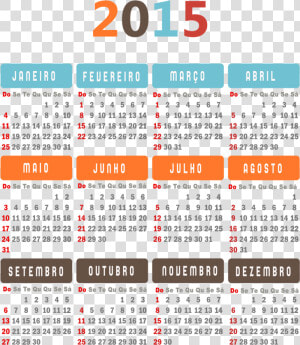 Calendario 2015 Brasil  HD Png Download