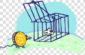 Vector Illustration Of Financial Money Trap Cage With  HD Png Download