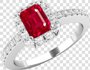 Ruby And Diamond Ring For Women In 18ct White Gold   Gemstone Ring Png  Transparent Png