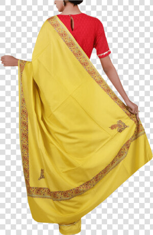 Yellow Aari Embroidered Georgette Saree   Silk  HD Png Download