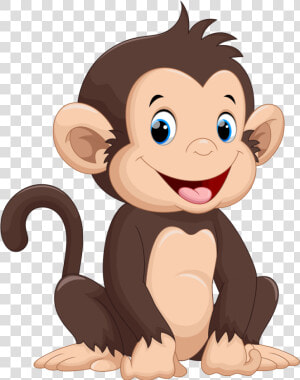 Little Monkey Illustration Cartoon Drawing Happy Clipart   Cartoon Monkey Clipart  HD Png Download