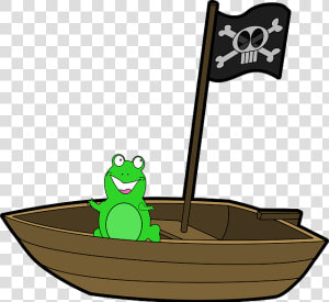 Boat  Frog  Smiling  Green  Pirate  Flag  Skull   Girl On Boat Clipart  HD Png Download