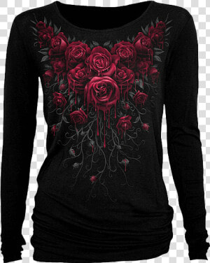 Blood Rose Womens Long Sleeve Shirt   T Shirt Femme Manches Longues Gothique  HD Png Download