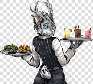 Wolf deer Waitress   Bartender Drawing  HD Png Download