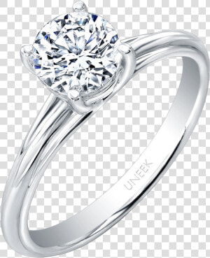 Uneek Classic Round Diamond Solitaire Engagement Ring   2 Ring Diamond Solitaire  HD Png Download