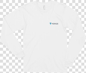 Verge Black Small Logo Long Sleeve T shirt   Long Sleeve White Mock Up Shirt  HD Png Download