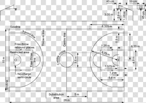 Transparent Basketball Court Lines Png   ابعاد ملعب كرة السلة Pdf  Png Download