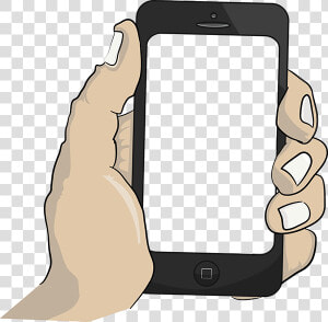 Mockup Mobile Phone Accessories   Cartoon Hand Holding Phone  HD Png Download