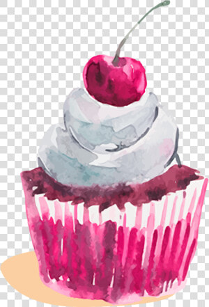 Cupcake Watercolor Painting Dessert   Cupcake Watercolor Png  Transparent Png