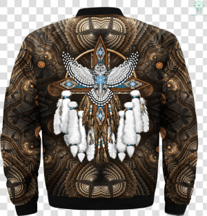 Snowy Owl Native American Mandala Over Print Bomber   Native American White Owl  HD Png Download