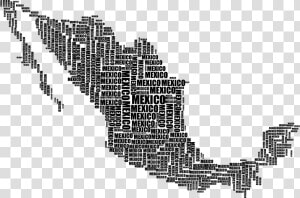 Mexico Map Word Cloud Black   Mexico Map Word Art  HD Png Download