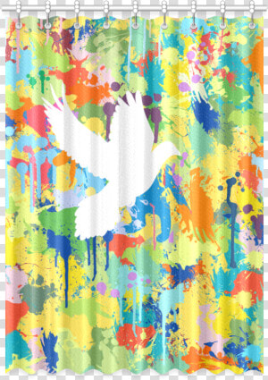 Dove White Colorful Splat Complete Window Curtain   Window Valance  HD Png Download